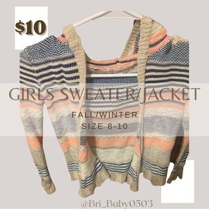 Girls knit jacket sweater. Multi-colored striped. Cute for Fall 🍁🍂🍃Only 1.$10